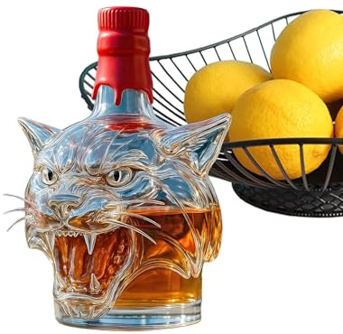 Vodkara Carafe - Spirit Dispenser Carafe Bottle - Bar Accessories with Tiger Head Design Collectible Gift Idea for Men Father's Day Valentine's Day Celebration Wedding