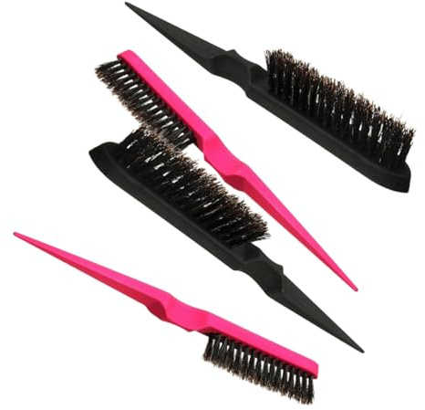 LIFKOME 4 pezzi Pettini Professionali per Capelli Ricci con Setole di Cinghiale Pettine Tre File per Cotonatura e Definizione Spazzola Salon Resistente per Uso Domestico e Colore Casuale