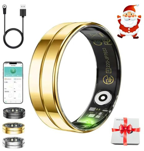 Bclsks Gifts Christmas for Women Men,Smart Ring for Women Men,Health & Activity Tracker with Heart Rate,Sleep Monitoring/Blood Oxygen/Motion Tracking,Waterproof & No Subscription Required Gold 10