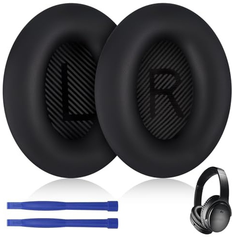 Ersatz Ohrpolster für Bose QuietComfort 35 (QC35) und QuietComfort 35 II (QC35 ii), Over-Ear Kopfhörern Ersatz mit Weichem Leder Schaumstoff Kompatibel mit QC25 QC15 Ae2 Ae2i Ae2w