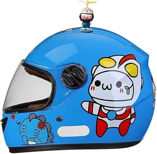 Caimcie Casco Integral de Motocicleta para niños, homologado por ECE/Dot, con Visera y Bufanda extraíble, para niños y niñas de 3 a 12 años. H,48-55CM