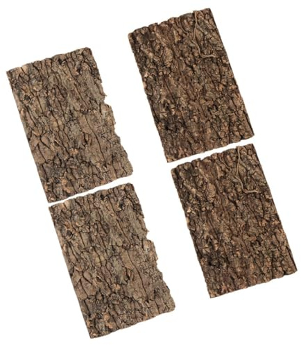 VICASKY 4pcs Natural Tree Bark Reptile Tank Decor 30x20cm Terrarium Bark Background for Lizard Turtle Basking Platform Small Habitat Enhancement