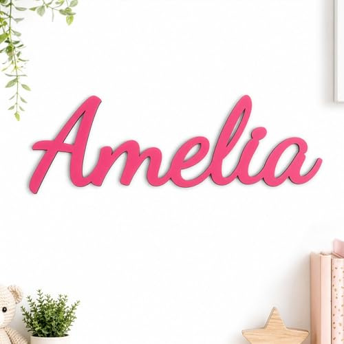 Wooden Name Sign for Kids Bedroom, Custom Nursery Wall Decor, Personalised Baby Name Plaque, Script Wall Hanging