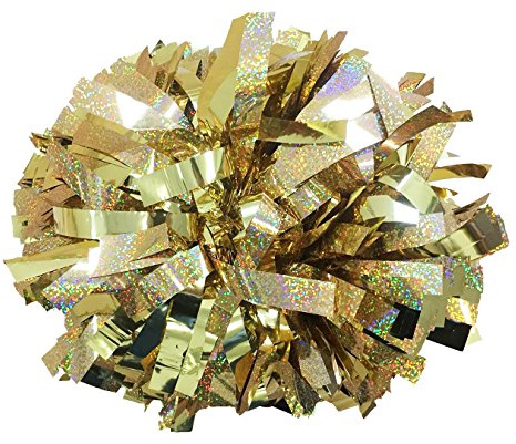 kuugear Pair, 6 Metallic Cheerleading Pom Pom with Baton Handle