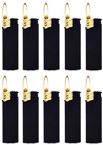 Feuerzeuge Schwarz Elektronikfeuerzeug (10 stück + 1x Konsumany® Stab-Stumfeuerzeug 12,5 cm Lang)