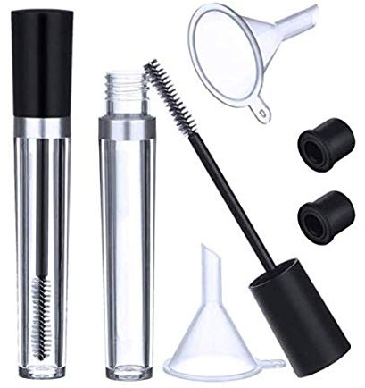 DNHCLL 2 st 8 ml tomma mascara-rör med ögonfransstav, gummiinlägg och trattar för ricinolja, idealiskt kit för gör-det-själv-kosmetika