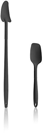 Kochblume Geizhals Set, Restelöffel, Flexlöffel S | Premium Premium-Silikon & BPA freimit Edelstahlkern | In der bunten Box (anthrazit, 2er Set)