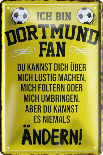 schilderkreis24 – Blechschild Lustiger Spruch “Dortmund Fan“ Deko Garage Artikel Sport Verein Geschenkidee Club Weihnachten Fußball Fan Liebhaber Begeisterte (20x30 cm)