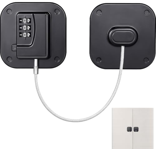 iplusmile Fridge Lock Cupboard Locks for Children, No Drill Adhesive Combination Child Safety for Cupboard Doors, Freezer, Window and Kitchen Cabinets, Keyless Baby Proofing Drawer Catch, Black