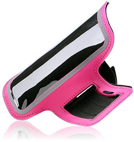 COM-FOUR® Brassard de Sport - Poche de Bras pour Le Smartphone - Poche MP3 et téléphone Portable pour Le Haut du Bras - idéal pour la Course à Pied, Le Jogging et Le Sport (1 pièce - Rose)