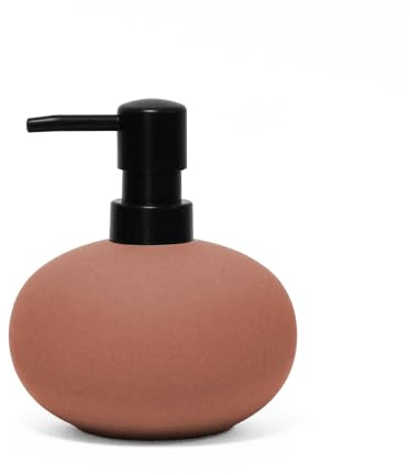 Douceur d'Intérieur, Distributeur Savon (Diamètre 11,2 x 12,8 cm) Mambo Terracotta, Grès Uni Soft Touch