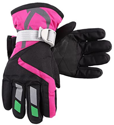 Vinterpojkar flickor skidhandskar barn varma vattentäta vantar fleece snowboard handskar för barn 4-7 år, Svart, en storlek