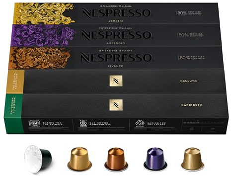 NESPRESSO ORIGINAL Espresso Auswahl 50 Kaffeekapseln | Arabica & Robusta Kaffee, Helle bis dunkle Röstung