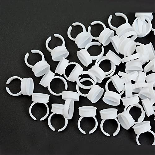 100 Pieces Lash Glue Holder Rings Cups Pigment Rings False Eyelash Extensions Beauty Tool (White L)