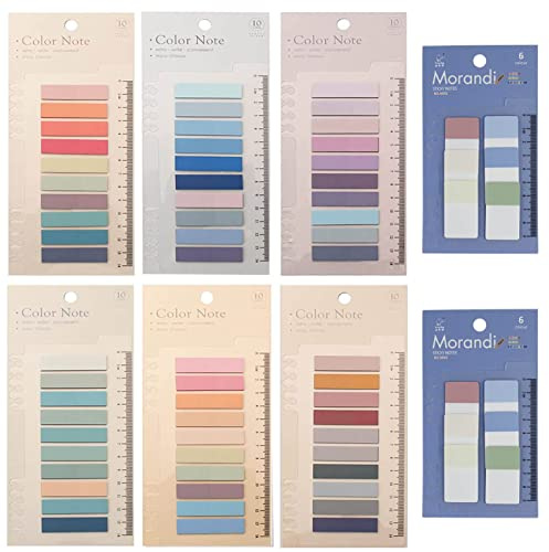 Morandi Sticky Tabs, Book Tabs for Annotating Books, Aesthetic Index Tabs, Writable Page Markers Flags with Ruler for Notebooks (1320 Pcs)