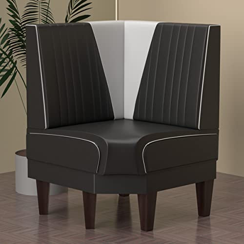 GGMMÖBEL Diner Vegas 1 | Diner Eckbank | B:H 64 x 103 cm | V-Steppung | Schwarz | Leder | American Diner Möbel, American Dinerbank
