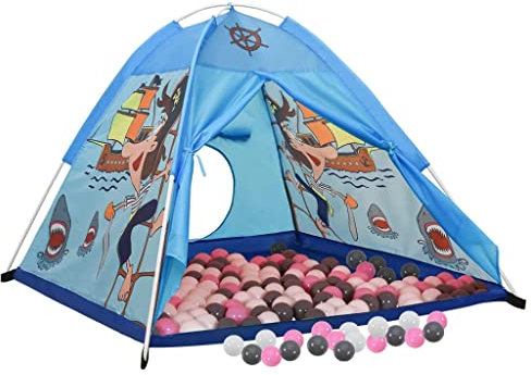 vidaXL Spielzelt mit 250 Bällen Blau 120x120x90 cm, Spielzelt mit Ball, Spielhütte, Zelt, Spielhaus, Prinzessin Zelt, Zelt mit Ball, Spielball