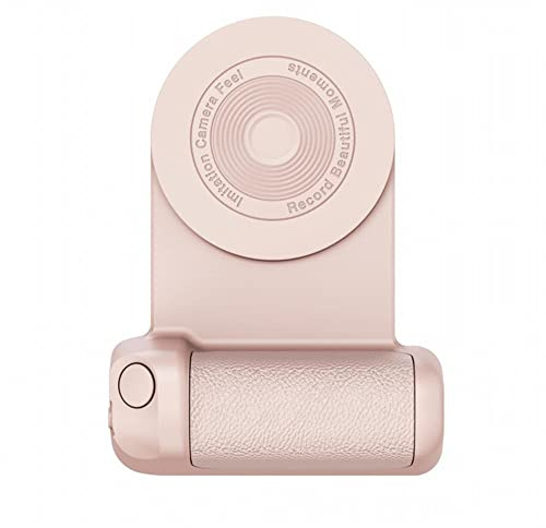 Agarre universal para selfies para smartphone, base de carga magnética inalámbrica para teléfono y soporte de fotografía Bluetooth para selfie, vlog, soporte ergonómico de mango estabilizador (rosa)