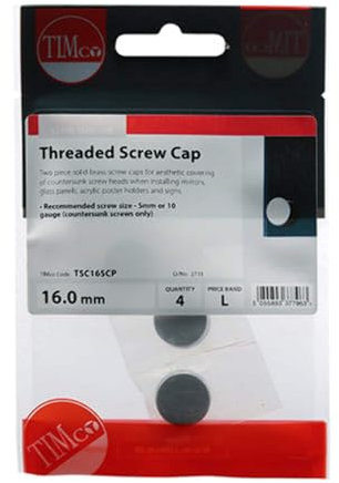 Timco - Abdeckkappen, Schraubkappen mit Gewinde - Massives Messing - Satin Chrom (Größe 16mm - 40 Stück)