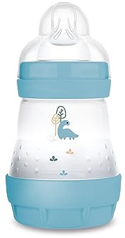MAM Easy Start Anti-Colic babyflaska (160 ml), särskilt väl accepterad mjölkflaska, babyvattenflaska med golvventil mot kolik och spen, storlek 1, 0+ månader, dino
