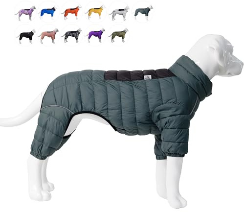 Hundemantel, warme Hundejacke, 4 Beine bedeckt, wasserdicht, Winddicht, reflektierende, warme Hundeweste, Hundeschneejacke für kleine, mittlere und große Hunde.ArmyGreen XL