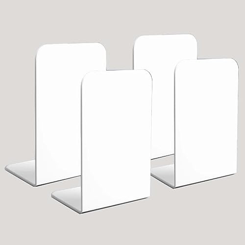 Topspitgo Serre Livre en Métal,4 pièces Rangement Serre Presentoir Livre Decoration Serre-Livres pour Bureau Famille (Blanc)