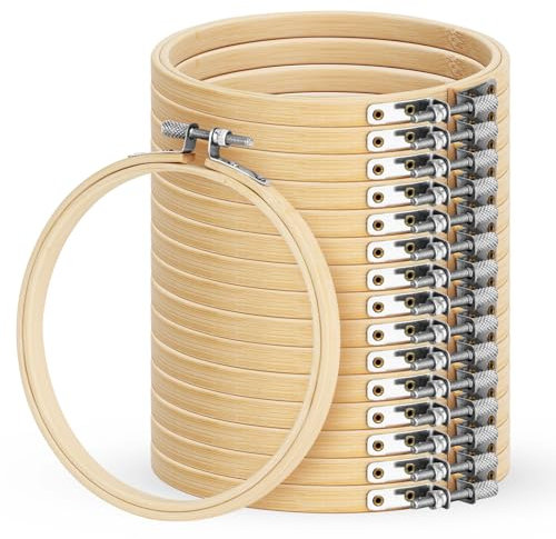 16 Pezzi Telaio da Ricamo Bambù, 10 cm Cerchio per Ricamo Regolabile Telaio Ricamo Rotondi Telaio a Punto Croce Cerchi da Ricamo, per Cucito a Mano Decorazione e Progetti Fai da Te e Cucito