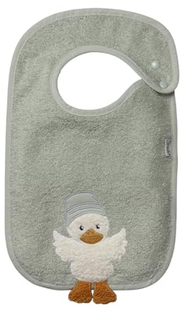 Lätzchen uni aus Frottee mit seitlichem Druckknopf und Applikation Ente Edda Lou für Mädchen und Jungen