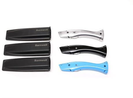 Barnwell Set of 3 Silver, Black, Blue Stingray Carpet Fitters Work Trimming Fixed Handle and Holster