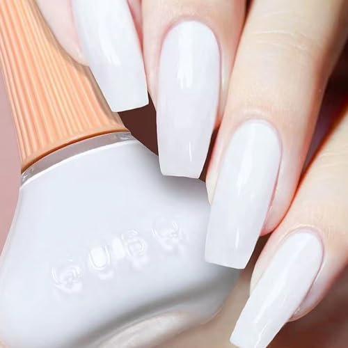 DouborQ White Nail Polish Long-lasting Glossy Nail Art Varnish (37)