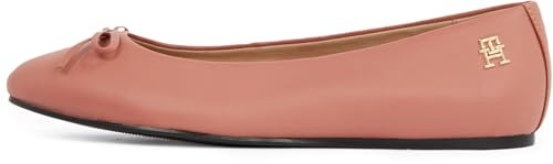 Tommy Hilfiger Damen Ballerinas Flat Bow aus Leder, Rosa (Mineralize), 39