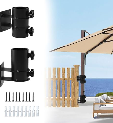 Dechoga Supporto da parete regolabile per ombrellone, balcone, ombrellone da parete, supporto da balcone per ombrelloni, per montaggio a soffitto, recinzioni, balcone o cortile all'aperto, ecc