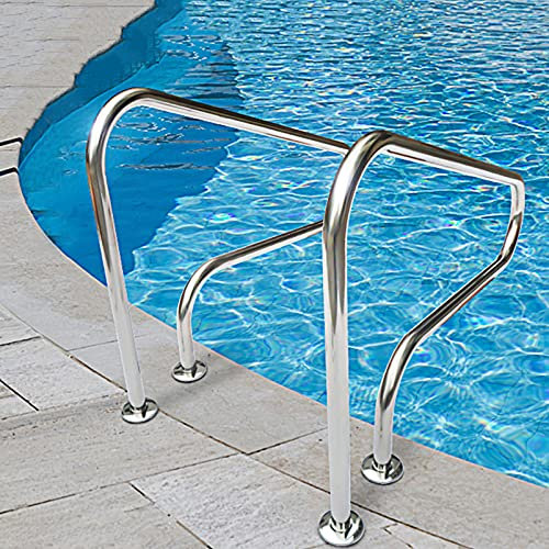 Piscine Rampe Solide autour de la Piscine, Rampes Piscine Rampes de l'Escalier de la Piscine des Rampes Pour les Piscines hors Sol Heavy Duty en Acier Inoxydable 304 de la Piscine escabeau Avec le Bl