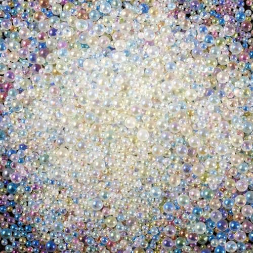 Bestewelry 1-3mm Bubble Beads DIY 3D Nail Art Decoration Mini Glass Beads Clear AB for DIY Nail Designs Jewelry Making Fillers