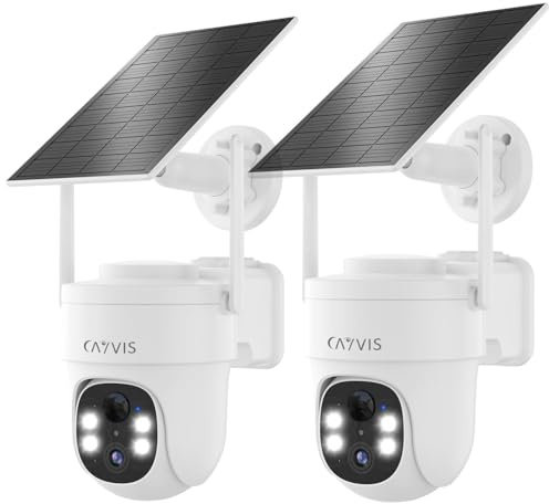 CAYVIS Camera Surveillance WiFi Exterieure sans Fil, 3MP 2.4G PTZ Caméra avec Panneau Solaire, Détection de Forme Humaine Mouvement,Vision Nocturne Couleur 20M, Audio Bidirectionnel,Étanche IP66 (2)