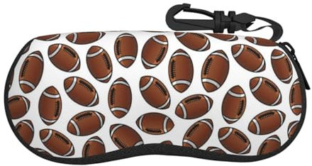 BEEOFICEPENG Brillenetui, Neopren Tragbares Sonnenbrillenetui Weiches Brillenetui Reißverschluss Brillenbox, American-Football-Rugbybälle