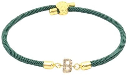 LIUYUYOUGO Freundschaftsarmband,Initialen Armband Für Frauen Und Männer Zirkonia Charm Armbänder Mit Buchstaben Az Modische Passende Paar Armbänder Handgefertigt Verstellbar Grünes Seil Freunds