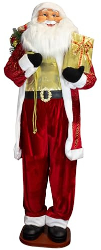 Christmas Paradise XXL Weihnachtsmann 230cm Lebensgroß Deko Figur rot Gold