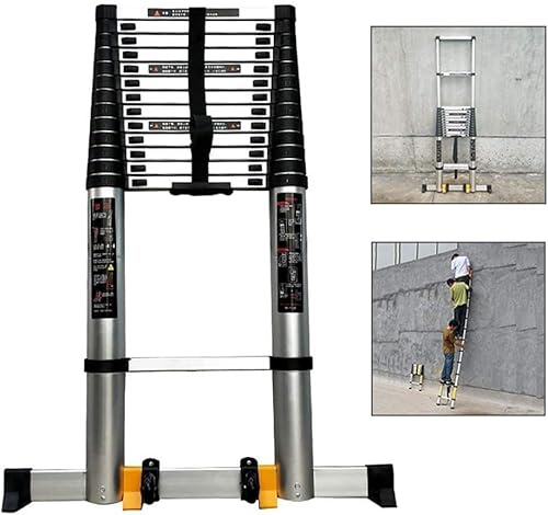 DLNTXFDG Scala telescopica, Estensione telescopica Portatile - Scala Pieghevole per Barche, Scala telescopica Portatile in Alluminio Pieghevole, capacità 150 kg, Altezza 4,6 m/5 m/5,4 m/5,8