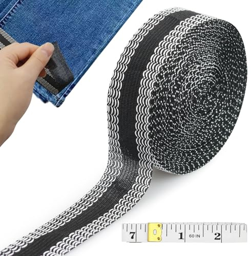 JRSHIRLEYLTD Ruban adhésif pour ourlet, thermocollant, 10 m, pour ourlet, pantalons, vêtements, tissus, avec 1 mètre ruban double face de 1,5 m