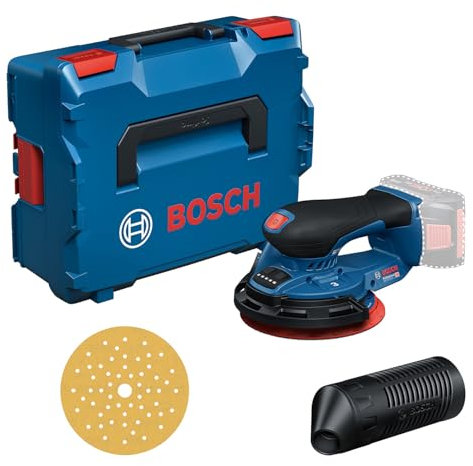 Bosch Professional 18V System Levigatrice a batteria GEX 18V-150-3 incl. 1 carta abrasiva, 1 contenitore, 1 anello di sicurezza, +carta abrasiva+scatola polvere+L-Boxx