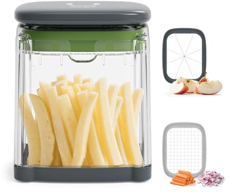 Ibergrif M523 Cortador de Patatas y Verduras en Dados, Corta Patatas Fritas Manual 3 en 1, Cortador de Patatas Fritas Profesional para Quick and Easy Cutting of Potatoes, Carrots, Fruits, etc.