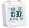 VINILITE Reloj Despertador Digital Radiocontrolado con Temperatura, Reloj Digital Sobremesa, Reloj de Viaje a Pilas, Blanco