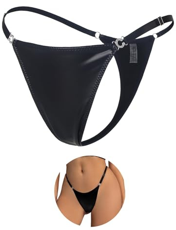 ohmydear Micro g string thongs for women Sexy Panties Adjustable Tanga Briefs High Leg Ladies Underwear Knickers T Back Seamless Women's Black Gstring Thong Uk 12