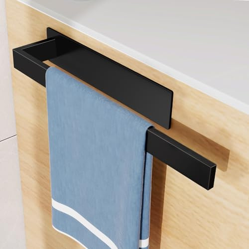 Feligio Handtuchhalter Ohne Bohren Schwarz 37CM, Handtuchstange, Towel Rail | Edelstahl, Selbstklebend, Gästehandtuchhalter Ohne Bohren für Wand Küche, Bad, Gäste wc