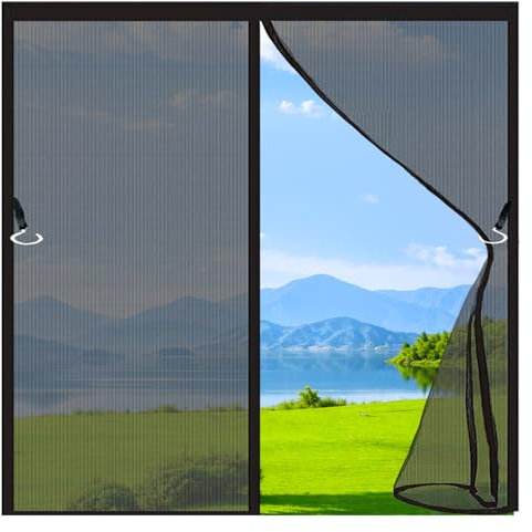 Moustiquaire Fenetre Sans Percage 199 x 130 cm Anti-Mosquito Moustiquaire Sur Mesure Fenetre Fermeture Automatique Adsorption Magnétique Indéchirable, Noir