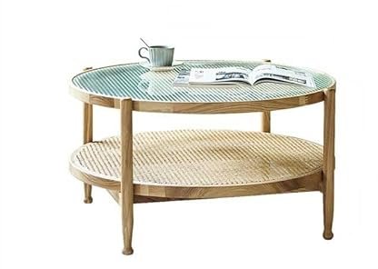 IMEITE House Decor Nordischer Couchtisch aus Holz, Rattan-Sofa, Beistelltisch, geeignet für Zuhause, Wohnzimmer, Couchtisch für Wohnzimmer (86 x 46 cm)