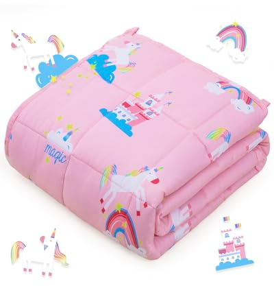 Sivio Gewichtsdecke 2,3 kg, 90 x 120 cm, Schwere Decke für Natürliche Erholung und Schlaf, Weiche Kuschelige Bettdecke, Einhorn Rosa