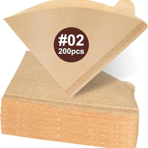 Jennytim V02 Filter 200 sacchetti filtranti per caffè in cellulosa naturale – Filtro conico V60 per filtro manuale e portafiltro – Carta filtrante monouso per caffè & espresso