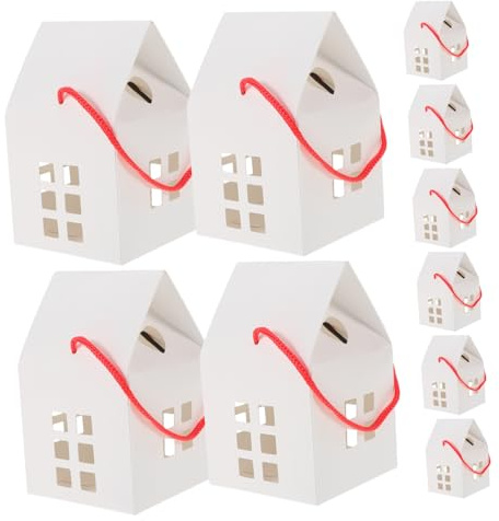 VICASKY 15 Stück Hausförmige Geschenkbox aus Weißem Papier Elegante Papierschachteln für Süßigkeiten und Weihnachtsverpackung für Festdekoration und Kleine Geschenke